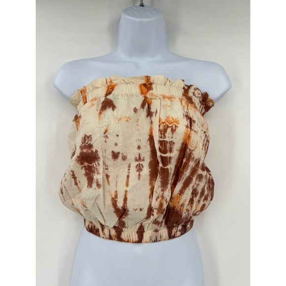 Made in USA Tops - Stark X Brown Orange Tie Dye Strapless Tube Top Small S Boho Festival Coastal